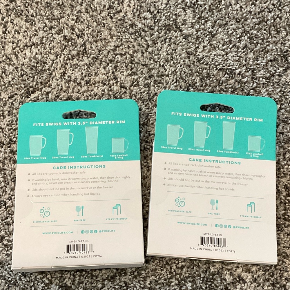 Swig EZ Flow Lid - Clear Large 3.5” diameter rim, set of 2 - Picture 3 of 4